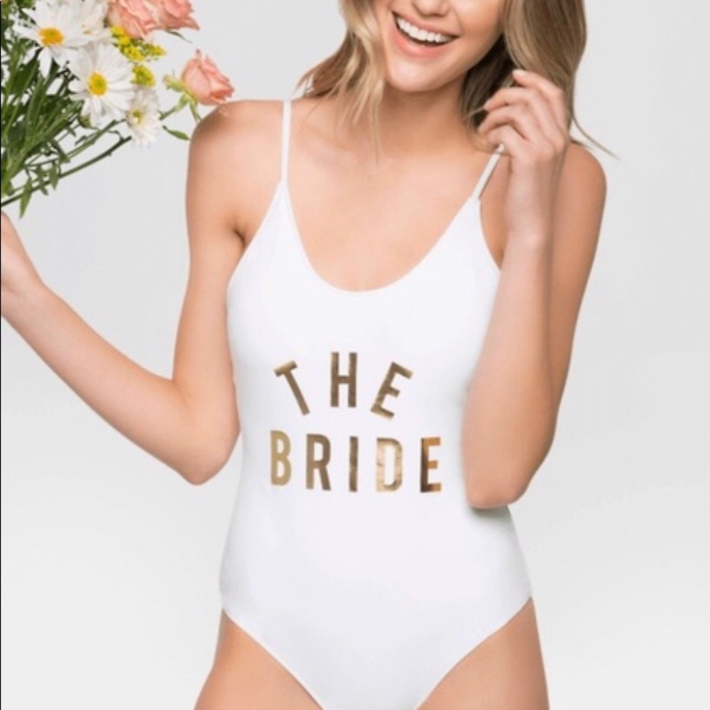 White “The Bride” bathing suit